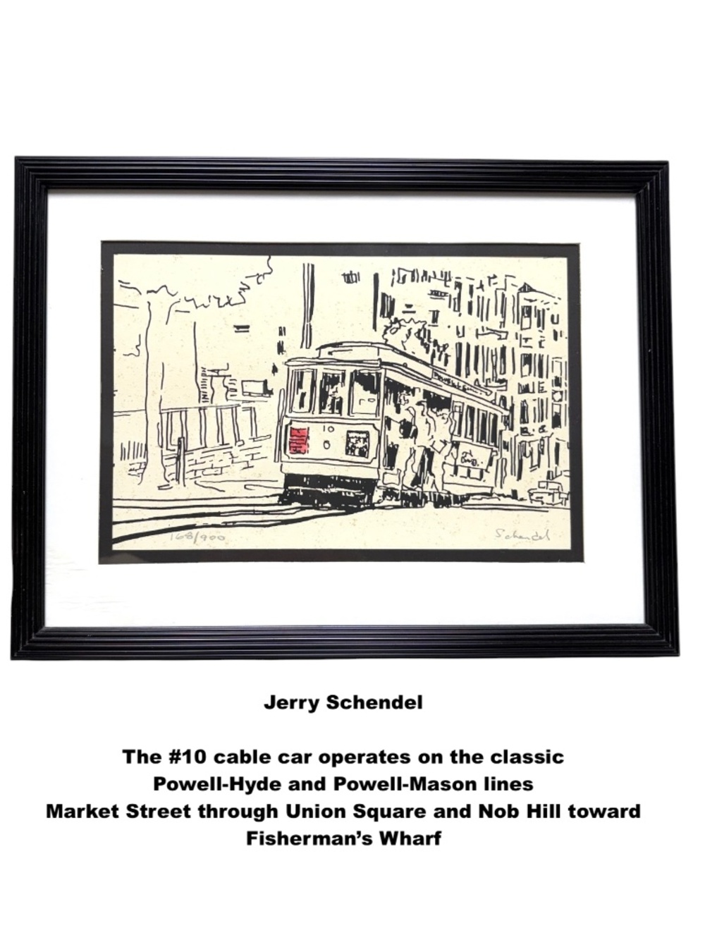 Jerry Schendel San Francisco Cable Car #10 Art Print Black White Red Numbered